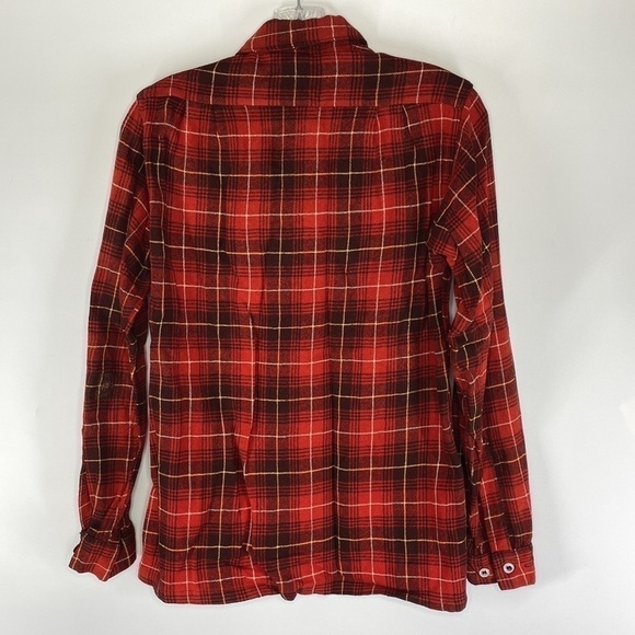 Vintage Glenbrooke By JcPenney Red Wool Button Up Shirt Size Small - Picture 5 of 9
